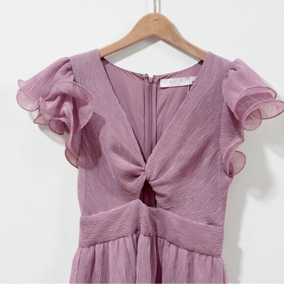 NWT ASTR Emporia Purple Pleated Tiered Midi Dress - Picture 3 of 10